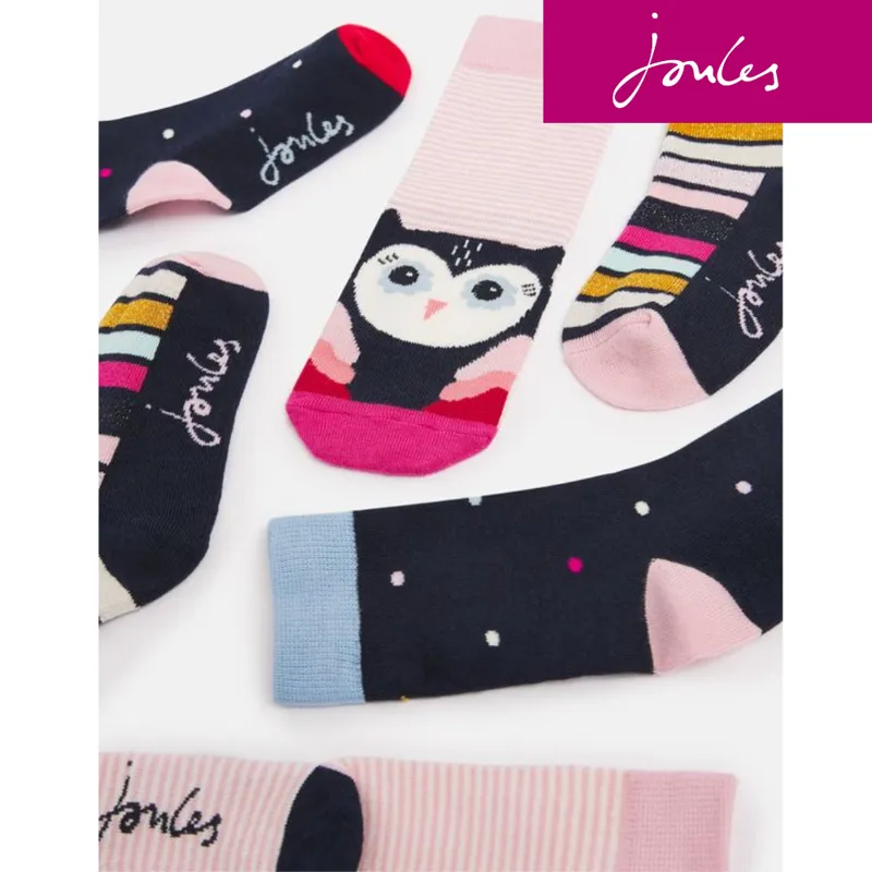 Joules Bamboo 3Pk Socks - Owl Stripe-1